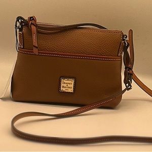Dooney & Bourne Caramel Pebble Grain Crossbody Ginger Pouchette NWT Cloth cover